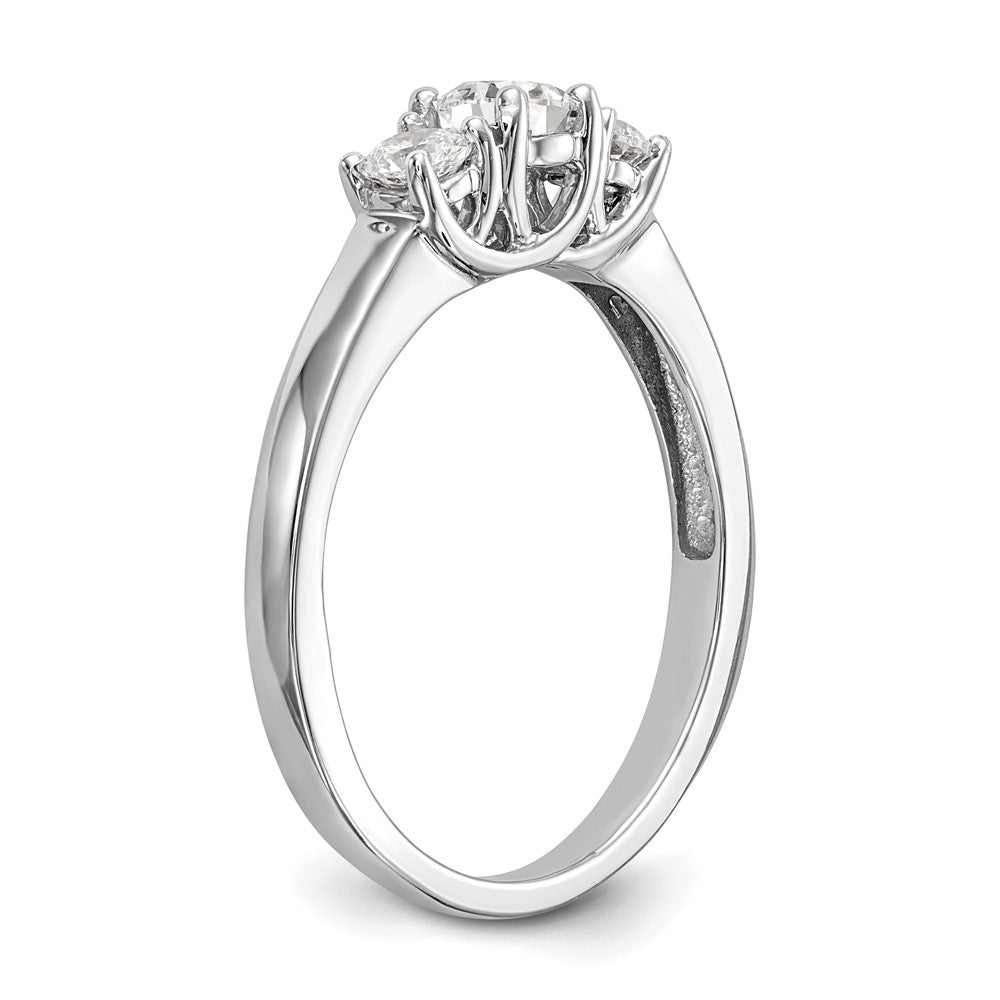 14k White Gold 1/2 ct Lab Grown Dia VS/SI+ G+ Comp 3 Stone Engagement Ring