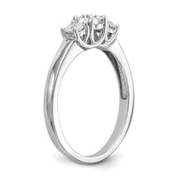 14k White Gold 1/2 ct Lab Grown Dia VS/SI+ G+ Comp 3 Stone Engagement Ring