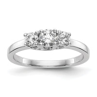 14k White Gold 1/2 ct Lab Grown Dia VS/SI+ G+ Comp 3 Stone Engagement Ring