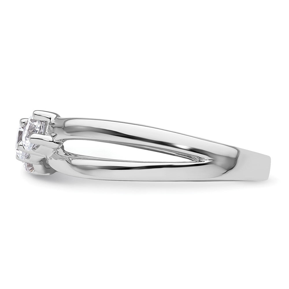 14k White Gold 1/2ct Lab Grown Diamond VS/SI+ G+ Comp 3 Stone Eng Ring