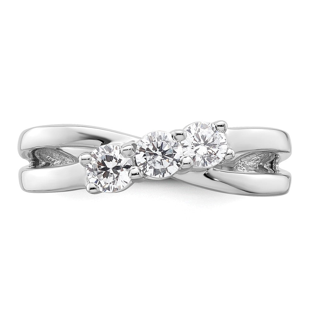 14k White Gold 1/2ct Lab Grown Diamond VS/SI+ G+ Comp 3 Stone Eng Ring