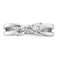 14k White Gold 1/2ct Lab Grown Diamond VS/SI+ G+ Comp 3 Stone Eng Ring