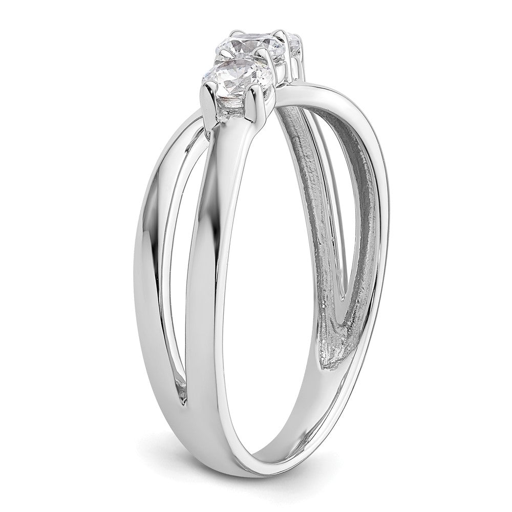 14k White Gold 1/2ct Lab Grown Diamond VS/SI+ G+ Comp 3 Stone Eng Ring