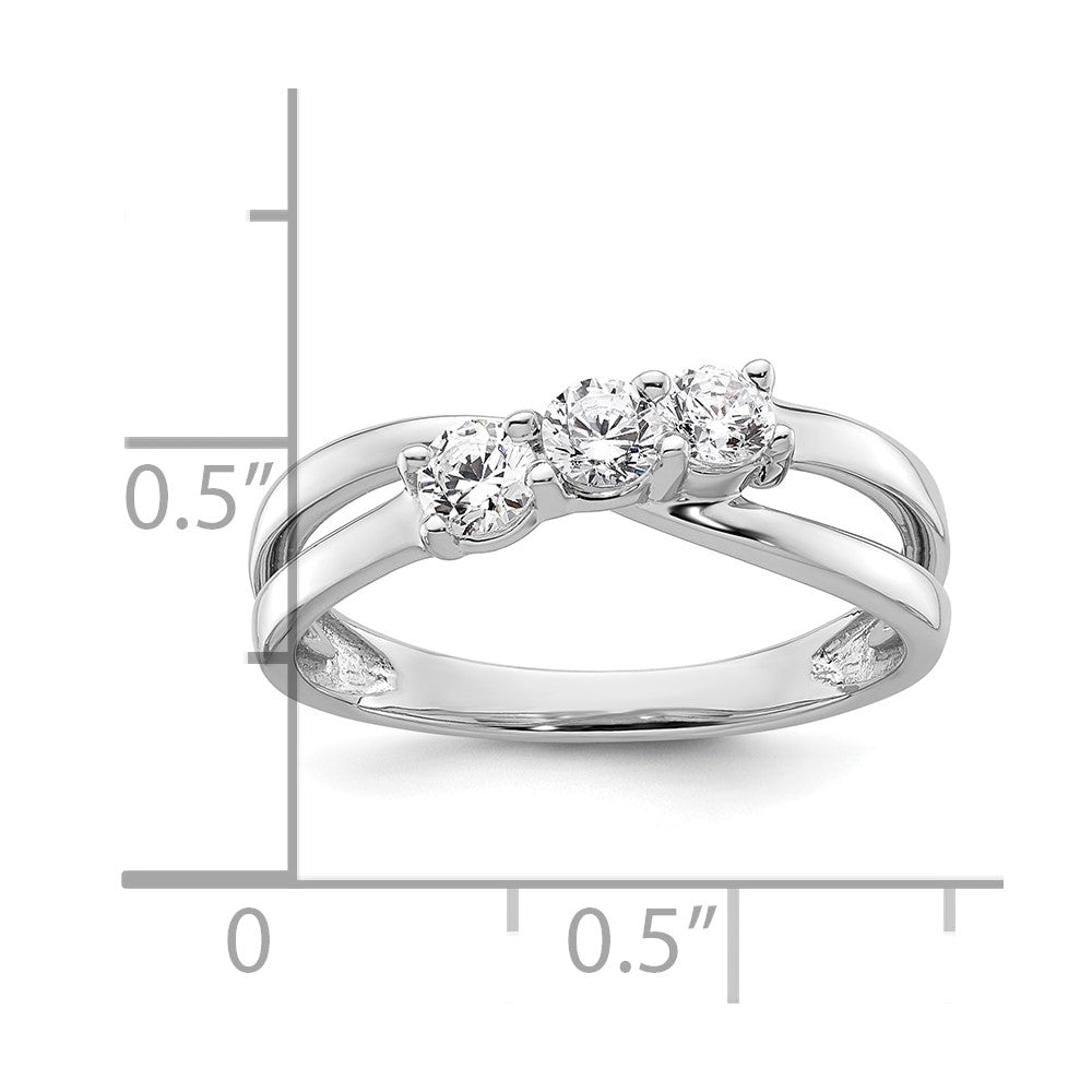14k White Gold 1/2ct Lab Grown Diamond VS/SI+ G+ Comp 3 Stone Eng Ring