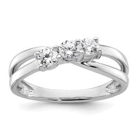 14k White Gold 1/2ct Lab Grown Diamond VS/SI+ G+ Comp 3 Stone Eng Ring