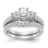 14kw 1 1/5ct Lab Grown Diamond VS/SI+ G+ Complete 3 Stone Eng Ring