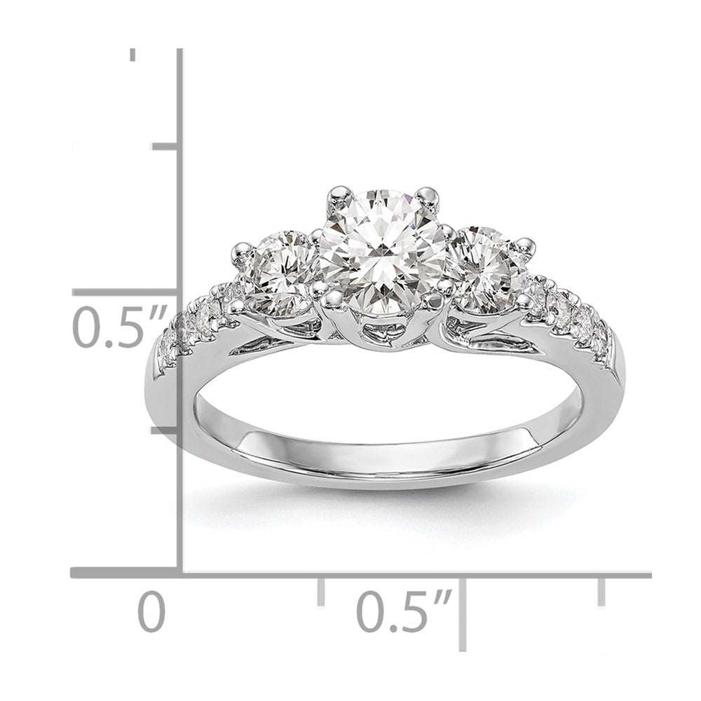 14kw 1 1/5ct Lab Grown Diamond VS/SI+ G+ Complete 3 Stone Eng Ring