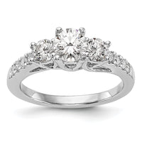 14kw 1 1/5ct Lab Grown Diamond VS/SI+ G+ Complete 3 Stone Eng Ring