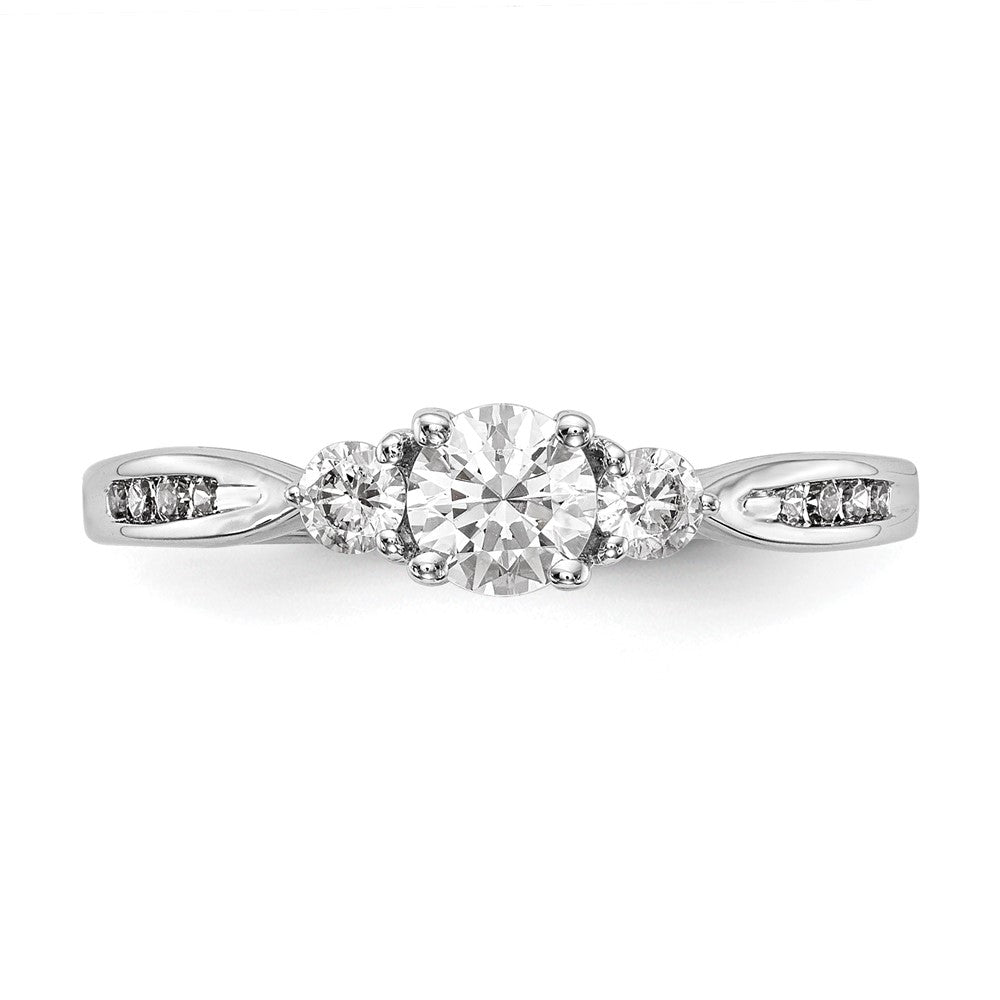 14k White Gold 5/8 ct Lab Grown Diamond VS/SI+ G+ 3 Stone Comp Eng Ring