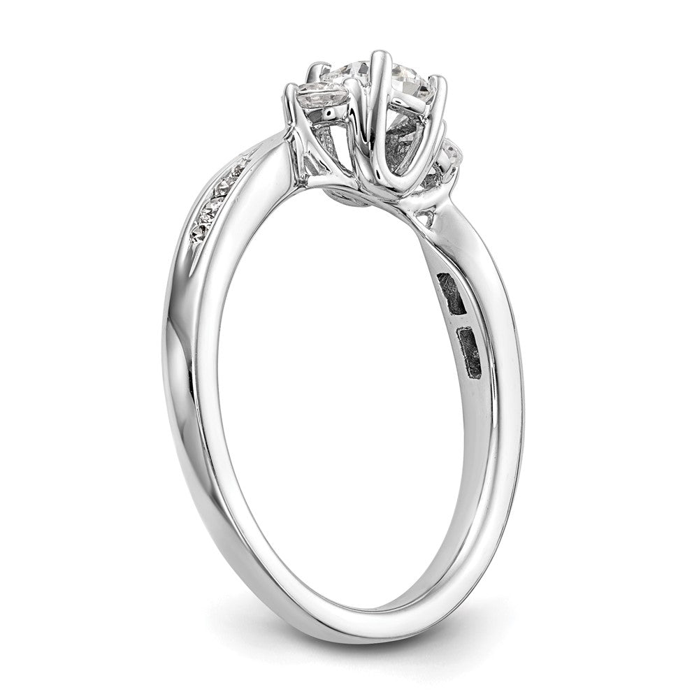 14k White Gold 5/8 ct Lab Grown Diamond VS/SI+ G+ 3 Stone Comp Eng Ring