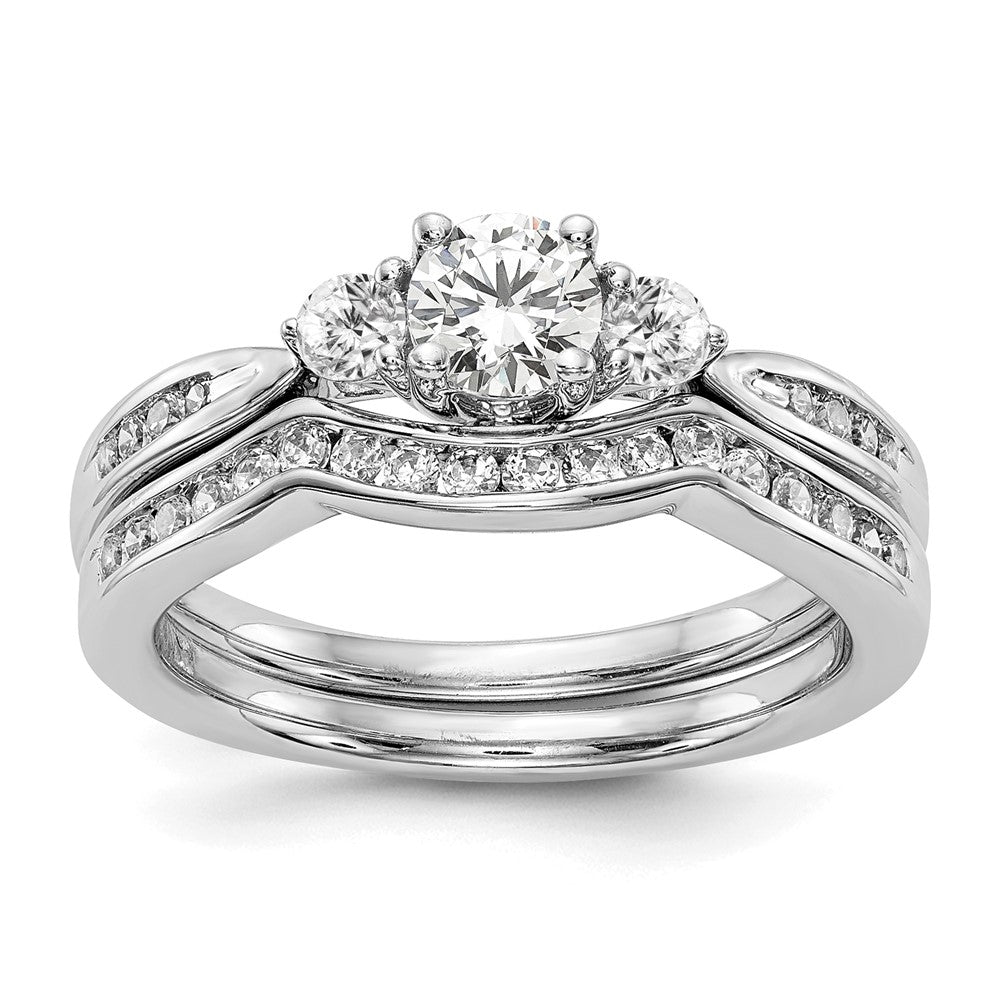 14k White Gold 5/8 ct Lab Grown Diamond VS/SI+ G+ 3 Stone Comp Eng Ring