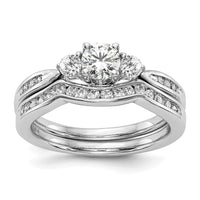 14k White Gold 5/8 ct Lab Grown Diamond VS/SI+ G+ 3 Stone Comp Eng Ring