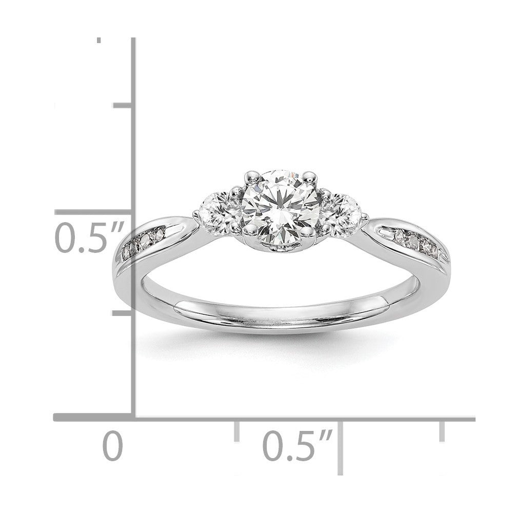 14k White Gold 5/8 ct Lab Grown Diamond VS/SI+ G+ 3 Stone Comp Eng Ring