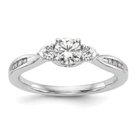 14k White Gold 5/8 ct Lab Grown Diamond VS/SI+ G+ 3 Stone Comp Eng Ring