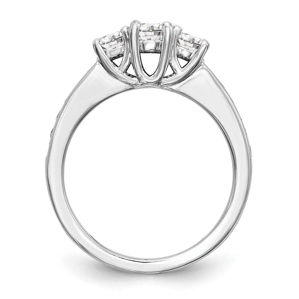 14k White Gold 1 ct Lab Grown Dia VS/SI+ G+ Comp 3 Stone Engagement Ring
