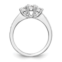 14k White Gold 1 ct Lab Grown Dia VS/SI+ G+ Comp 3 Stone Engagement Ring