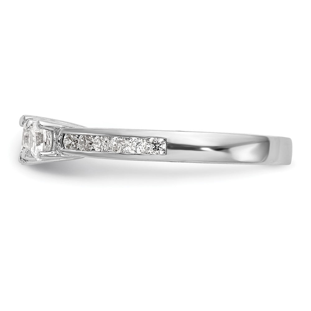 14k White Gold 1 ct Lab Grown Dia VS/SI+ G+ Comp 3 Stone Engagement Ring