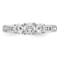 14k White Gold 1 ct Lab Grown Dia VS/SI+ G+ Comp 3 Stone Engagement Ring