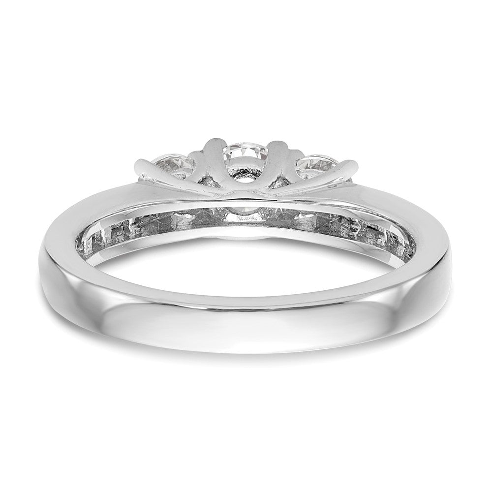 14k White Gold 1 ct Lab Grown Dia VS/SI+ G+ Comp 3 Stone Engagement Ring