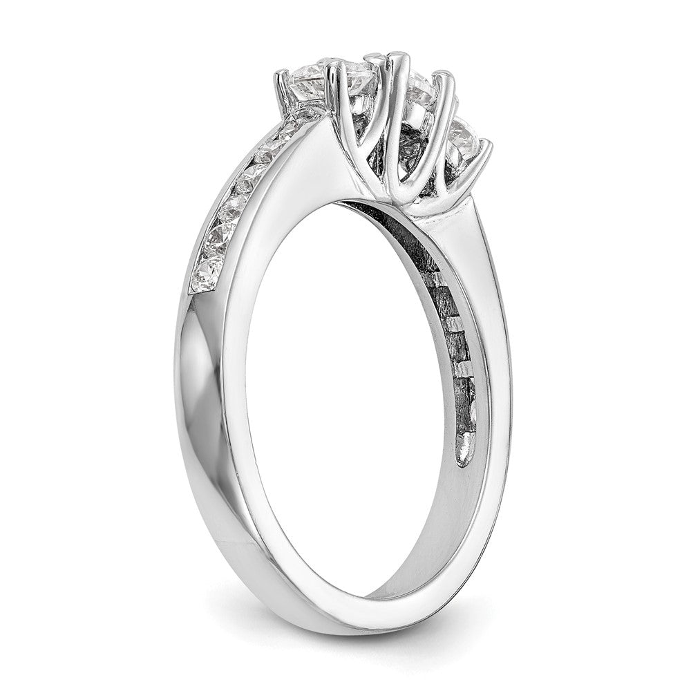 14k White Gold 1 ct Lab Grown Dia VS/SI+ G+ Comp 3 Stone Engagement Ring