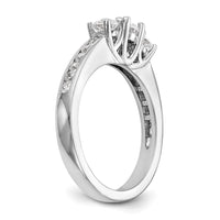 14k White Gold 1 ct Lab Grown Dia VS/SI+ G+ Comp 3 Stone Engagement Ring