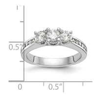14k White Gold 1 ct Lab Grown Dia VS/SI+ G+ Comp 3 Stone Engagement Ring