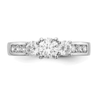 14kw 1 1/2ct Lab Grown Diamond VS/SI+ G+ Complete 3 Stone Eng Ring