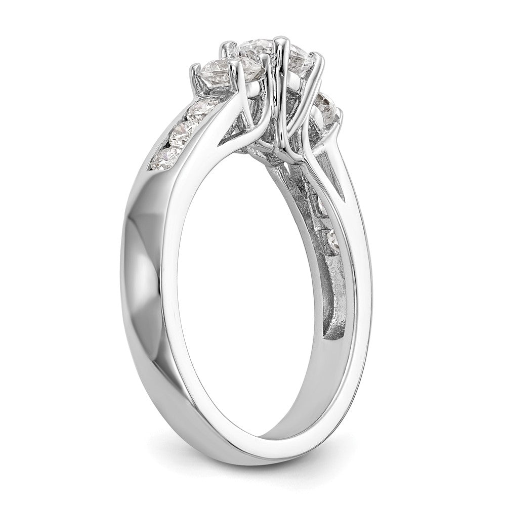 14kw 1 1/2ct Lab Grown Diamond VS/SI+ G+ Complete 3 Stone Eng Ring