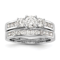 14kw 1 1/2ct Lab Grown Diamond VS/SI+ G+ Complete 3 Stone Eng Ring