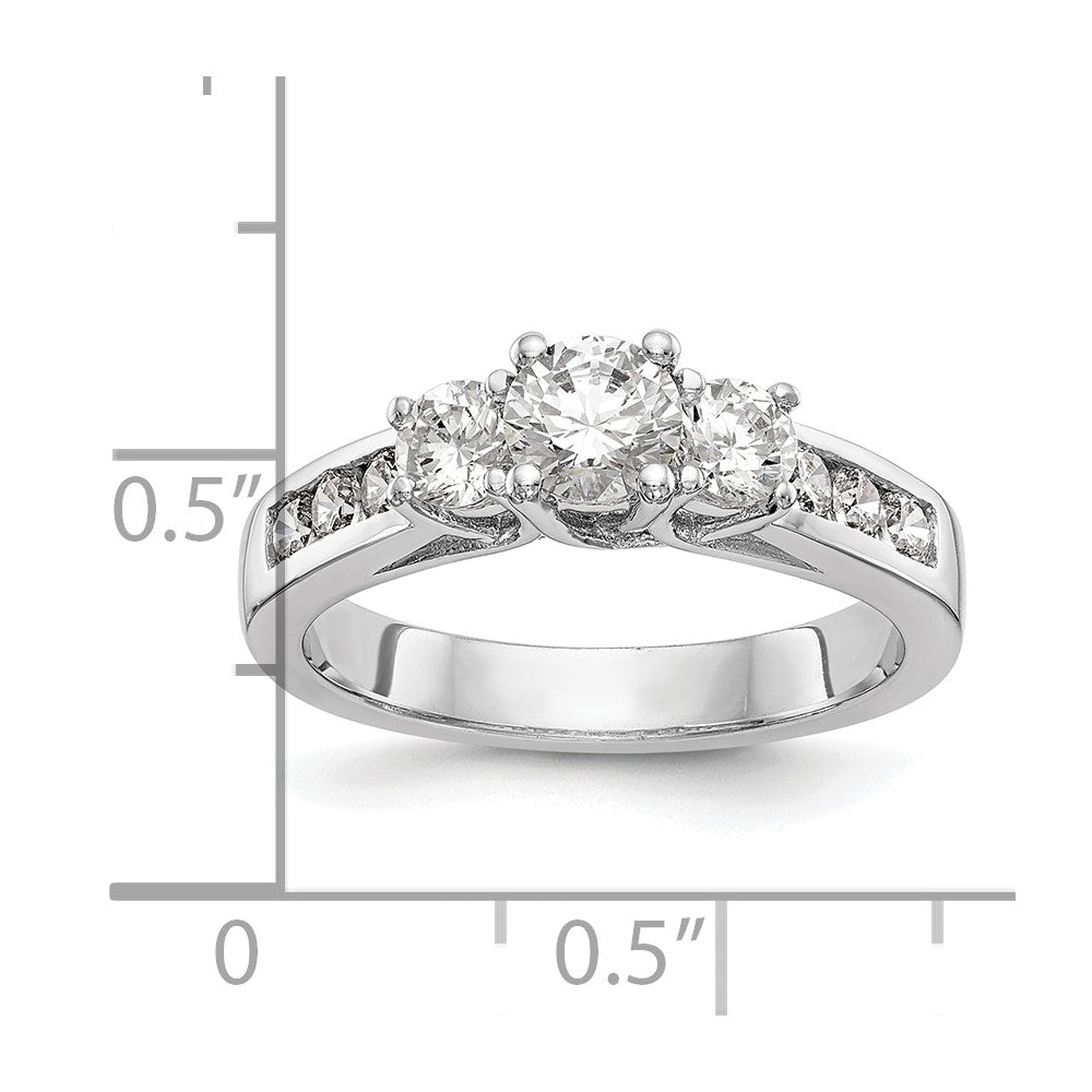 14kw 1 1/2ct Lab Grown Diamond VS/SI+ G+ Complete 3 Stone Eng Ring