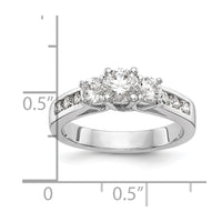 14kw 1 1/2ct Lab Grown Diamond VS/SI+ G+ Complete 3 Stone Eng Ring