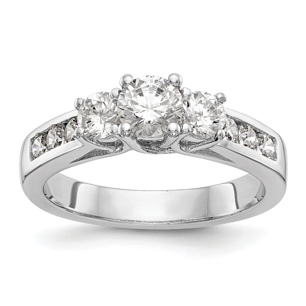 14kw 1 1/2ct Lab Grown Diamond VS/SI+ G+ Complete 3 Stone Eng Ring