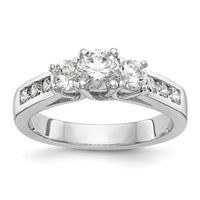 14kw 1 1/2ct Lab Grown Diamond VS/SI+ G+ Complete 3 Stone Eng Ring