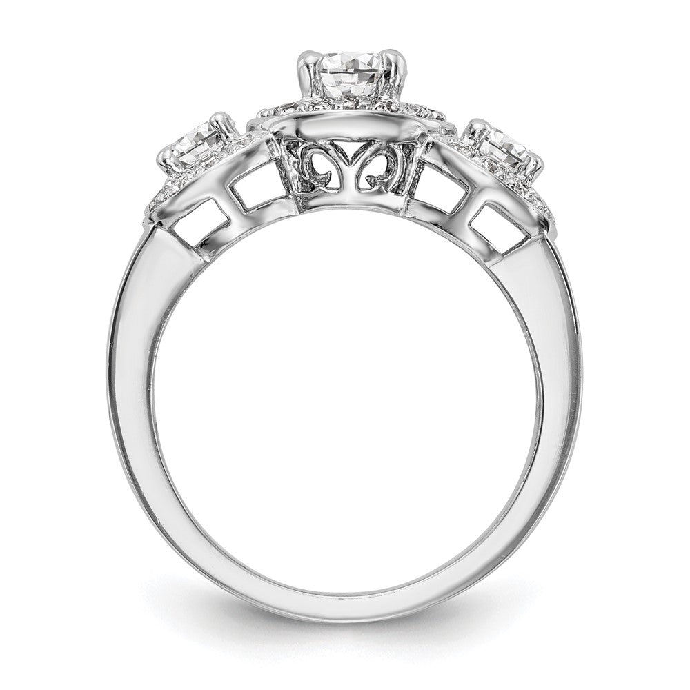 14kw 1 1/3ct Lab Grown Diamond VS/SI+ G+ Comp Three Stone Eng Ring