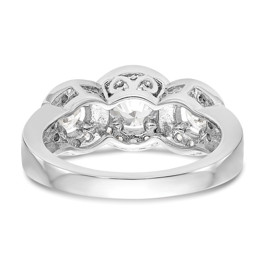 14kw 1 1/3ct Lab Grown Diamond VS/SI+ G+ Comp Three Stone Eng Ring