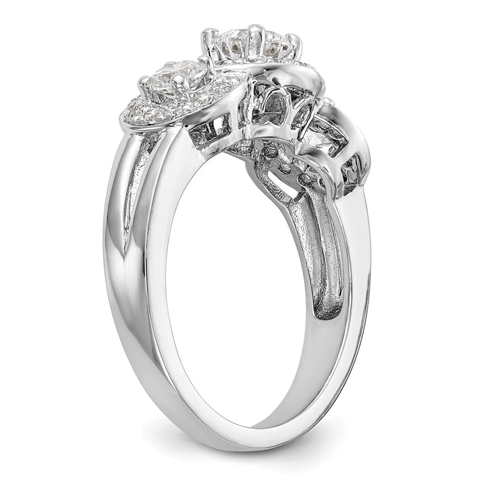 14kw 1 1/3ct Lab Grown Diamond VS/SI+ G+ Comp Three Stone Eng Ring
