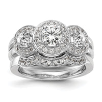 14kw 1 1/3ct Lab Grown Diamond VS/SI+ G+ Comp Three Stone Eng Ring