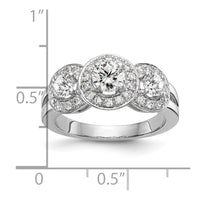 14kw 1 1/3ct Lab Grown Diamond VS/SI+ G+ Comp Three Stone Eng Ring