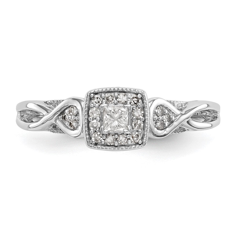 14k White Gold 1/5ct Lab Grown Diamond VS/SI+ G+ Comp Petite Eng Ring
