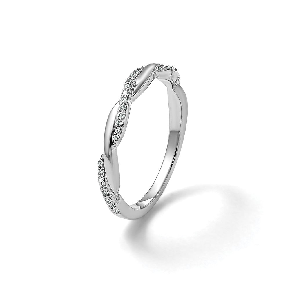 14k White Gold 1/8 ct Lab Grown Diamond VS/SI+ G+ Complete Twist Band
