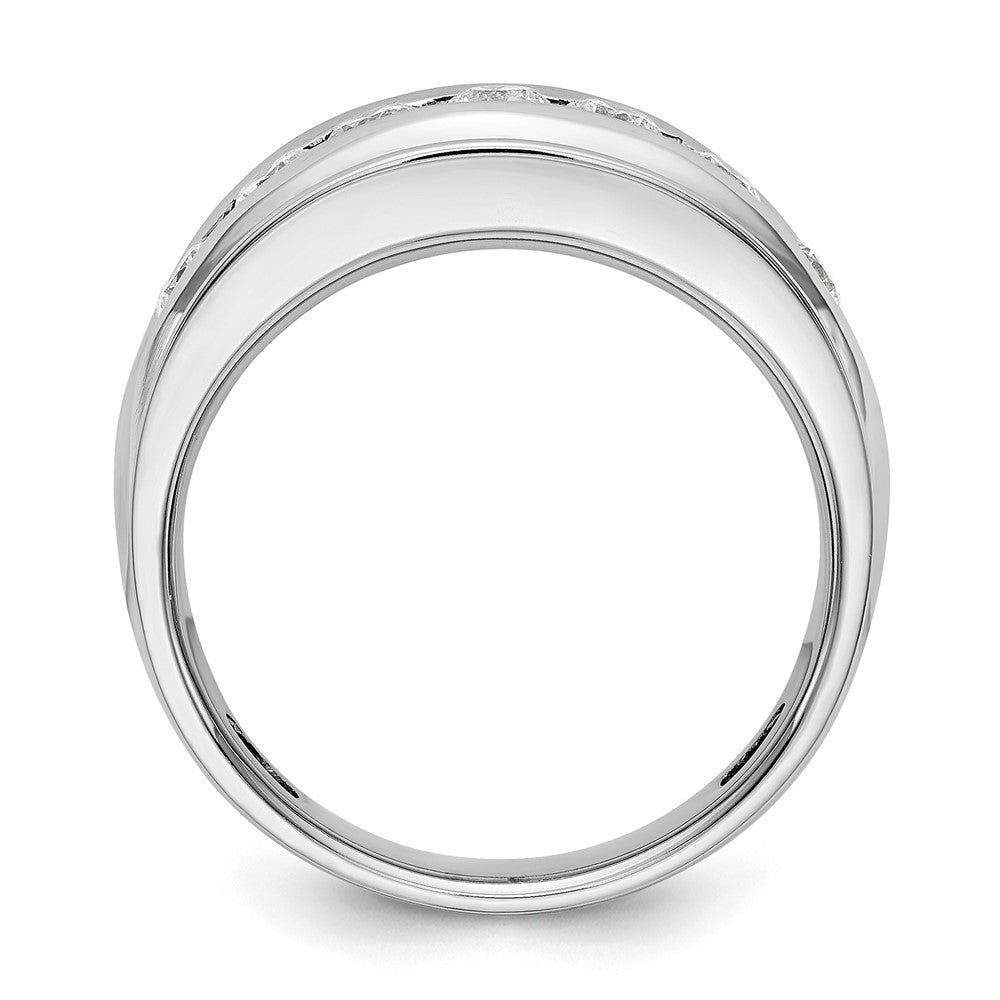 14k White Gold 1 ct Lab Grown Dia VS/SI+ G+ 7 Stone Complete Men's Ring