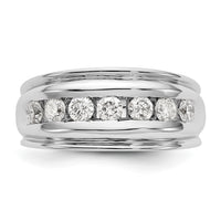 14k White Gold 1 ct Lab Grown Dia VS/SI+ G+ 7 Stone Complete Men's Ring