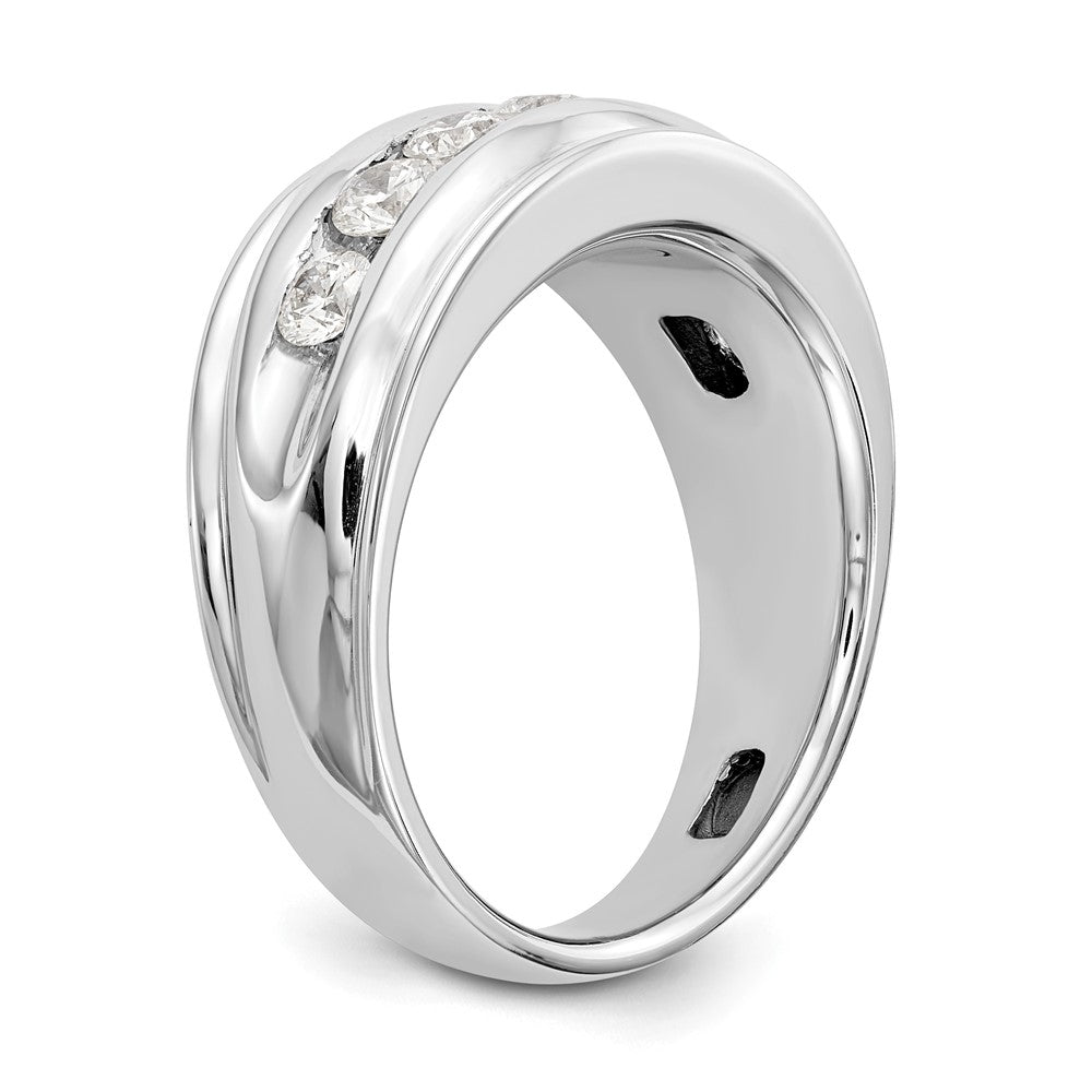 14k White Gold 1 ct Lab Grown Dia VS/SI+ G+ 7 Stone Complete Men's Ring
