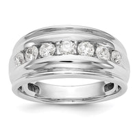 14k White Gold 1 ct Lab Grown Dia VS/SI+ G+ 7 Stone Complete Men's Ring