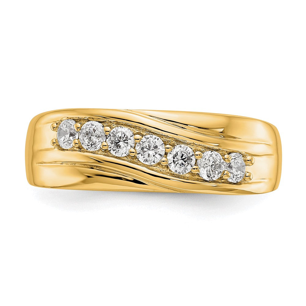 14k 1/2 ct Lab Grown Diamond VS/SI+ G+ Seven Stone Complete Men's Ring