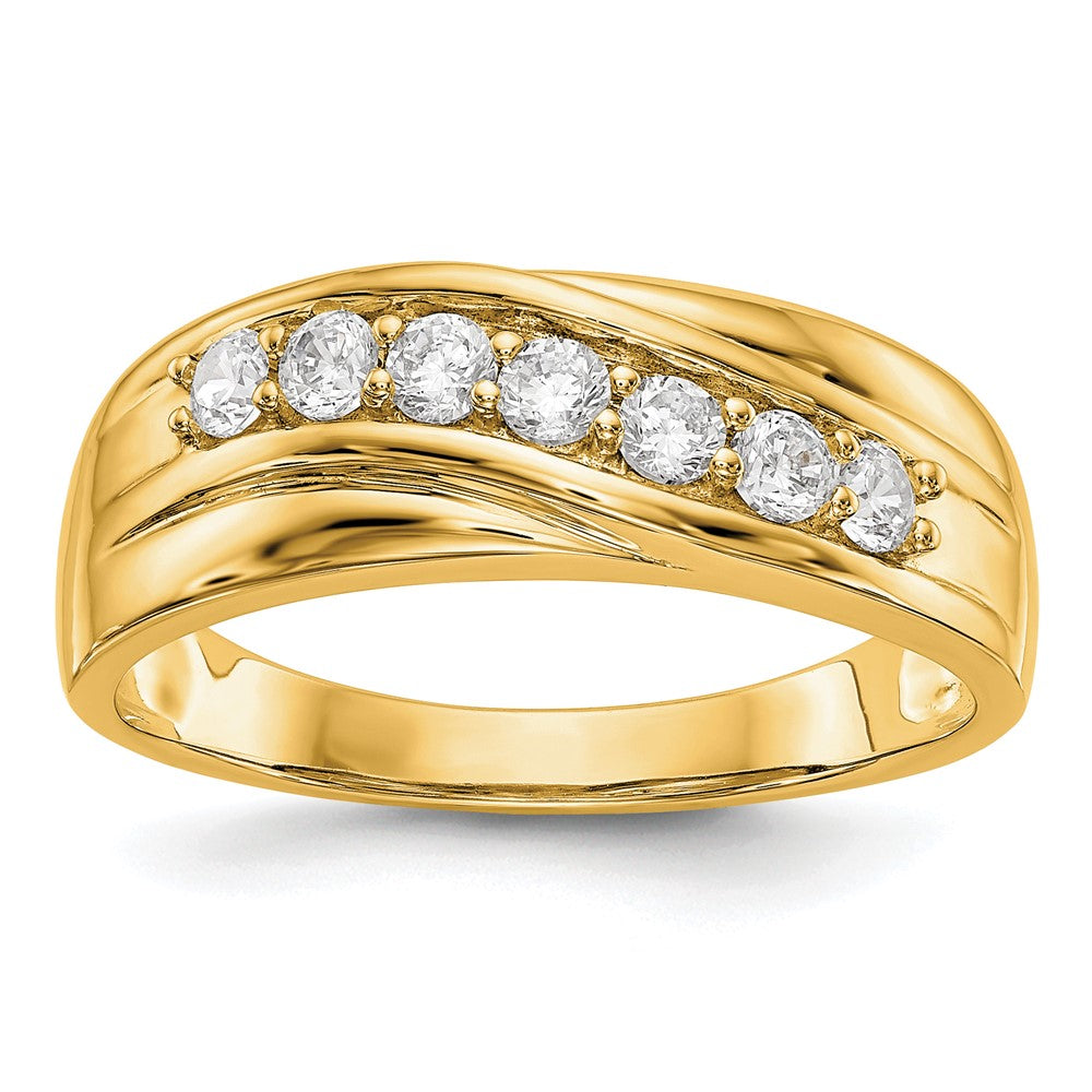 14k 1/2 ct Lab Grown Diamond VS/SI+ G+ Seven Stone Complete Men's Ring