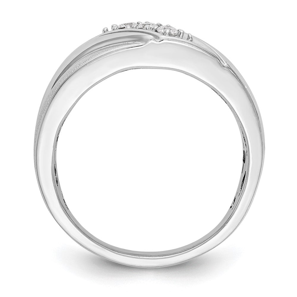14k White Gold 1/6 ct Lab Grown Diamond VS/SI+ G+ 3 Stone Comp Men's Ring