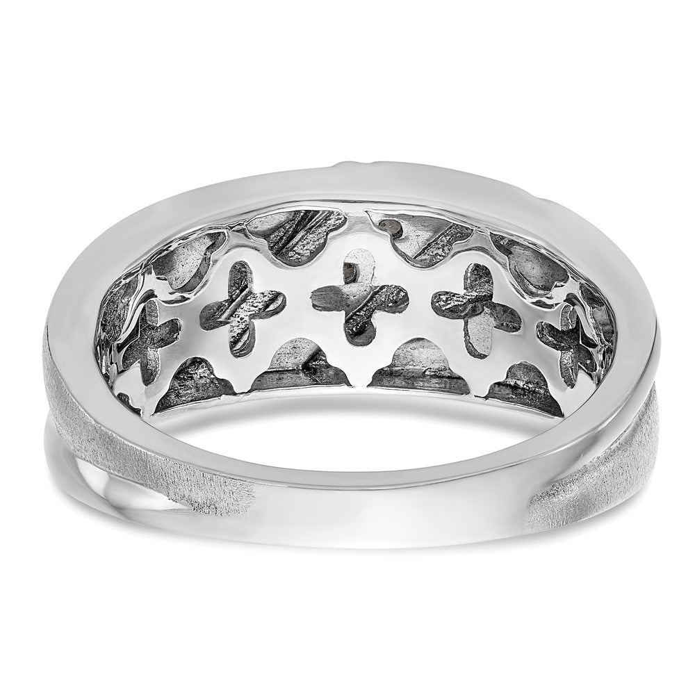 14k White Gold 1/6 ct Lab Grown Diamond VS/SI+ G+ 3 Stone Comp Men's Ring