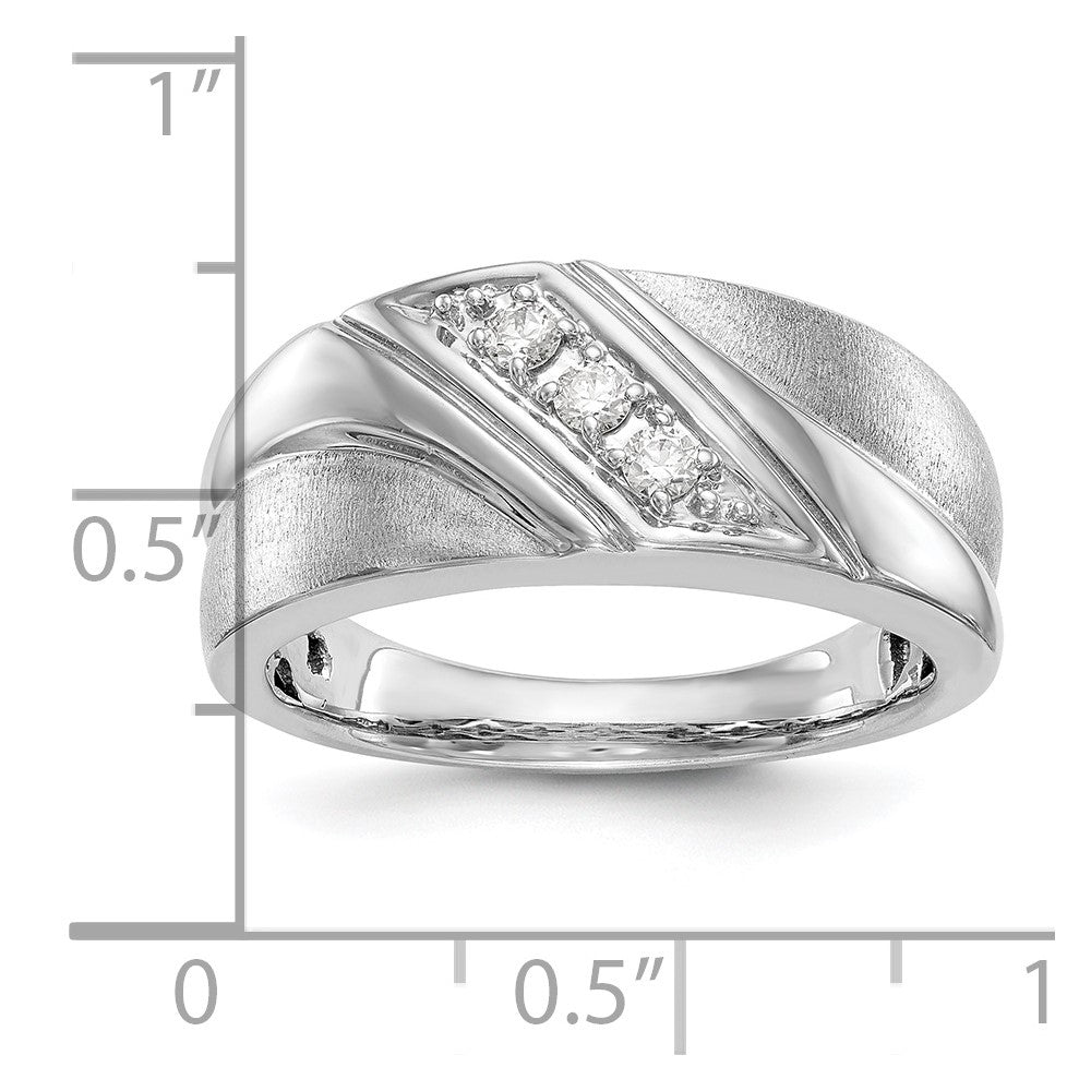 14k White Gold 1/6 ct Lab Grown Diamond VS/SI+ G+ 3 Stone Comp Men's Ring
