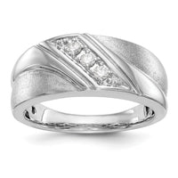14k White Gold 1/6 ct Lab Grown Diamond VS/SI+ G+ 3 Stone Comp Men's Ring